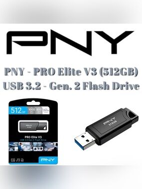 PNY - PRO Elite V3 (512GB) USB 3.2 - Gen. 2 Flash Drive (New/Sealed)